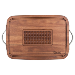 Image of Viking Acacia Carving Board with Juice Well and Metal Handle