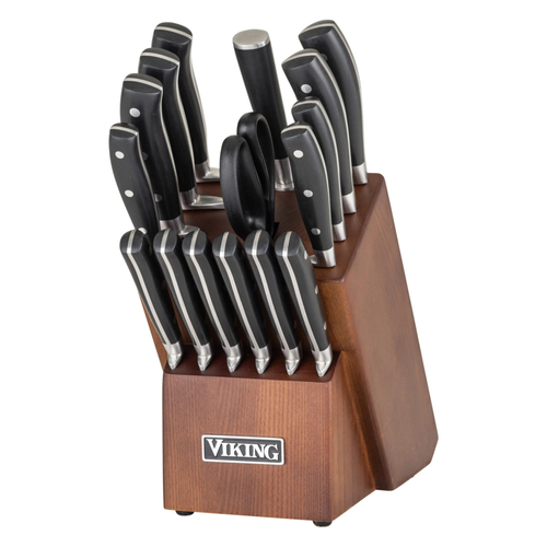 Viking 17-Piece Cutlery Set with Light Walnut Color Block image thumbnail