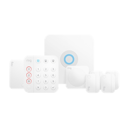 Image of Ring Alarm Kit - 8-Piece - 2nd Gen White, includes: 1 x Base Station, 4 x Contact Sensor, 1 x Keypad, 1 x Range Extender, 1 x Motion Detector