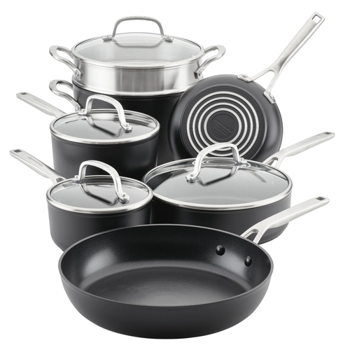 KitchenAid Hard Anodized Induction 11-Pc Cookware Set, Onyx Black image thumbnail