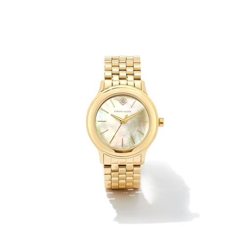 Kendra Scott Alex Gold Tone Stainless Steel 35mm Watch, Ivory Mother-of-Pearl image thumbnail