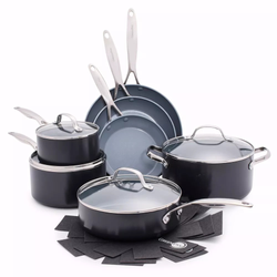Image of GreenPan Valencia Pro Ceramic 11-Piece Cookware Set, Grey