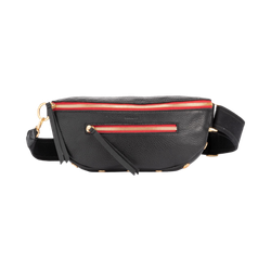 Image of Hammitt Charles Med Leather Crossbody Bag, Black/Brushed Gold Red Zip