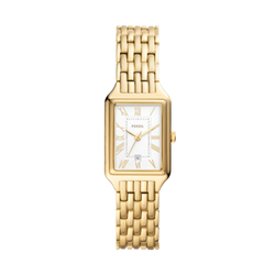 Image of Fossil Womens Raquel Three-Hand Date Gold-Tone Stainless Steel Watch, 23mm