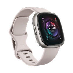 Image of Fitbit Sense 2 Smartwatch Lunar White/Platinum Aluminum