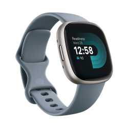 Image of Fitbit Versa 4 Smartwatch Waterfall Blue/Platinum Aluminum