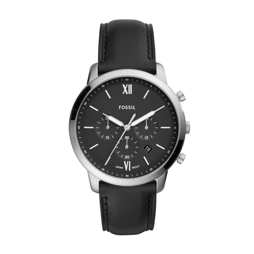 Fossil Mens Neutra Chronograph Black Leather Watch, 44mm image thumbnail
