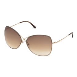 Image of Tom Ford Womens Colette Butterfly Sunglasses, Shiny Rose Gold/Gradient Brown, Size 63 frame