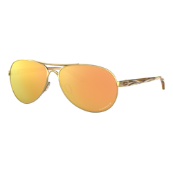 Image of Oakley Womens Polarized Feedback Sunglasses, Polished Gold/Prizm Rose Gold Polarized, Size 59 Frame
