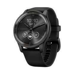 Image of Garmin Vivomove Trend Hybrid Smartwatch Slate/Black Silicone