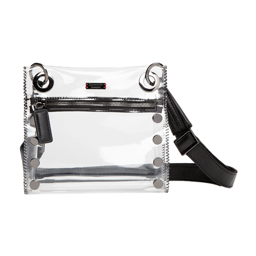 Hammitt Tony Sml Stadium-Approved Clear Bag, Clear Black/Gunmetal image thumbnail