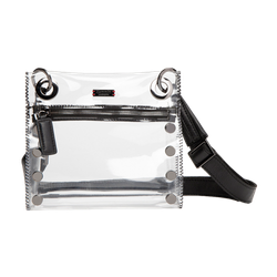 Image of Hammitt Tony Sml Stadium-Approved Clear Bag, Clear Black/Gunmetal