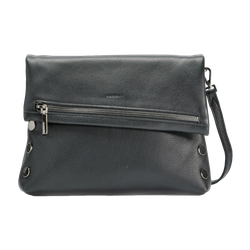 Image of Hammitt VIP Med Zippered Leather Crossbody Clutch, Black/Gunmetal
