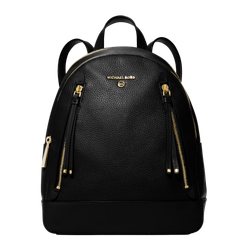 Image of Michael Kors Brooklyn Medium Pebbled Leather Backpack, Black