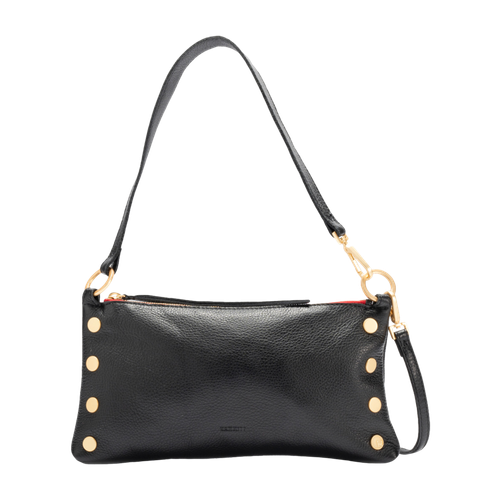 Hammitt Kyle Leather Shoulder Bag Black/Brushed Gold Red Zip image thumbnail