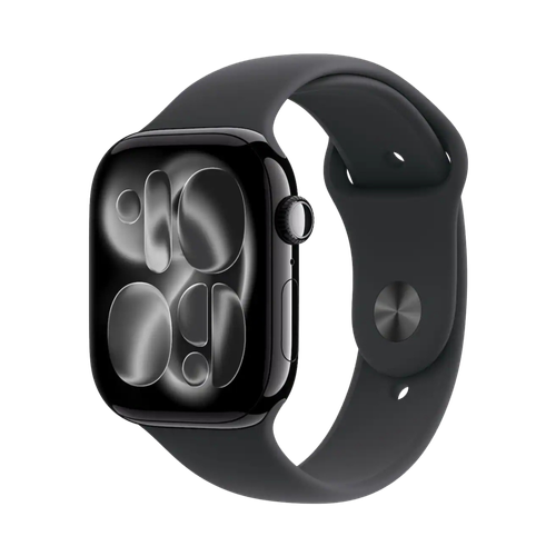 Apple Watch Series 11 GPS 46mm Jet Black Aluminum Case with Black Sport Band - Small/Medium image thumbnail