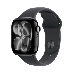 Image of Apple Watch Series 11 GPS 42mm Jet Black Aluminum Case with Black Sport Band - Medium/Large