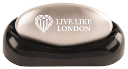 Image of Stainless Steel Soap w/ Custom Message and Black Base
