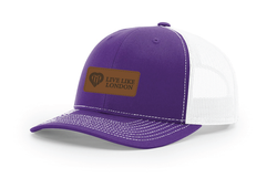 Image of Richardson 112 6-Panel Snapback Trucker Hat w/Leatherette Adhesive Patches or Embroidery