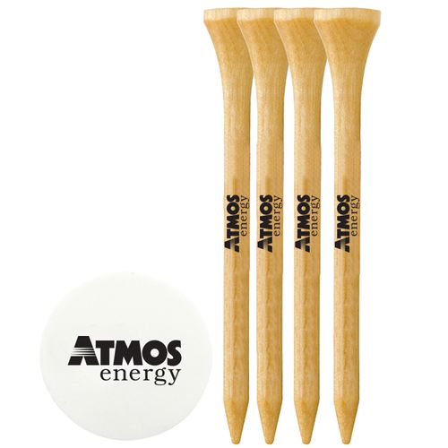 4 Wood Tees Pack with Ball Marker - Pack of 10 image thumbnail