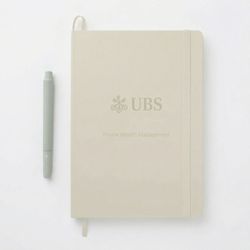 Image of Soft bound notebook with sustainable pen (PWM logo)