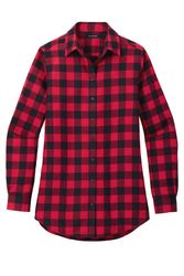 Image of LADIES' LONG SLEEVE PLAID FLANNEL SHIRT