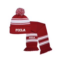 Image of Hat Scarf Knit Striped Comfy Combo