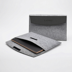 Image of Upcycled Two Tone Laptop Sleeve – Lazard Logo
