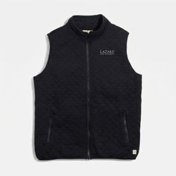 Image of Marine Layer Corbet Full Zip Vest - Men's Black - LAM Logo