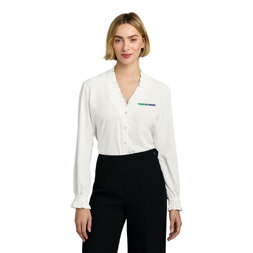 Brooks Brothers Women's Long Sleeve Ruffle Collar Blouse image thumbnail