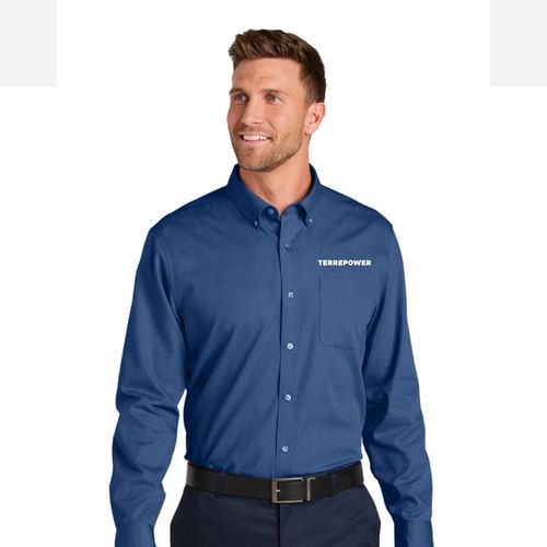 Port Authority L/S Buttondown Shirt with White logo image thumbnail