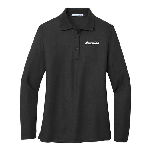 Women's Port Authority® Silk Touch™ Long Sleeve Polo Shirt image thumbnail