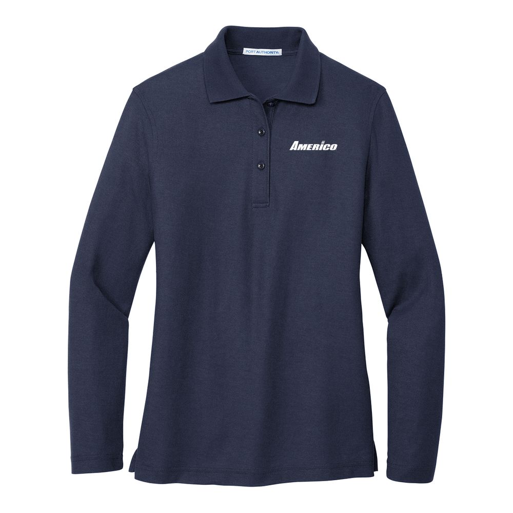 Women's Port Authority® Silk Touch™ Long Sleeve Polo Shirt primary image