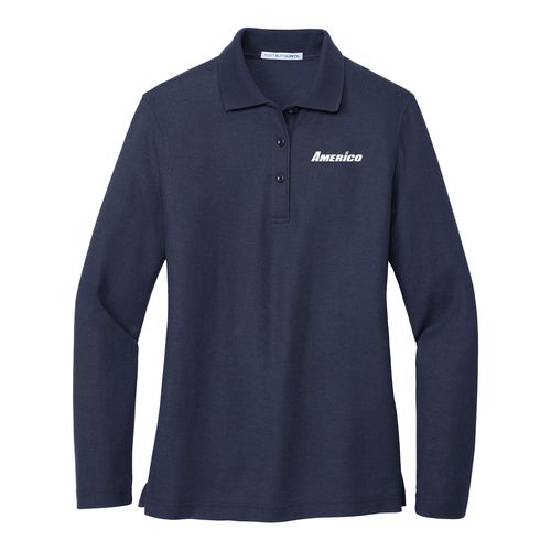 Women's Port Authority® Silk Touch™ Long Sleeve Polo Shirt image thumbnail