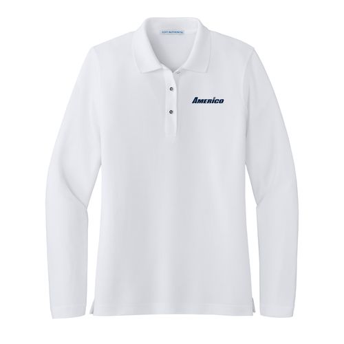 Women's Port Authority® Silk Touch™ Long Sleeve Polo Shirt image thumbnail