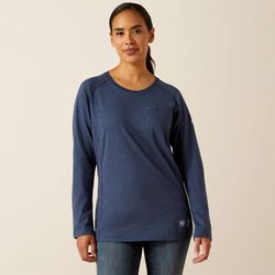 Image of Ariat Women's FR Stretch Logo Flame-Resistant T-shirt Navy Heather