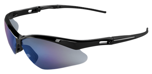 Spearfish® Safety Glasses — Shiny Black Frame, Blue Mirror Lens image thumbnail