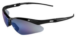Image of Spearfish® Safety Glasses — Shiny Black Frame, Blue Mirror Lens