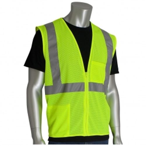 PIP 302-0702Z Economy Type R Class 2 Mesh Safety Vest with Two Pockets & Zipper image thumbnail
