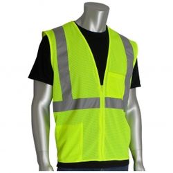 Image of PIP 302-0702Z Economy Type R Class 2 Mesh Safety Vest with Two Pockets & Zipper
