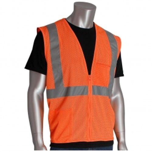 PIP 302-0702Z Economy Type R Class 2 Mesh Safety Vest with Two Pockets & Zipper image thumbnail