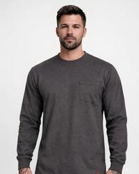 Image of Forge Fr Men's Charcoal Grey Crew Neck Light Weight Long Sleeve T-shirt