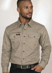 Image of FORGE FR MEN'S KHAKI RIPSTOP VENT BUTTON SHIRT