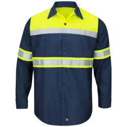 Image of Hi-Visibility Long Sleeve Color Block Ripstop Work Shirt