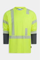Image of Aloha 6.0 oz. CAT2 FR Inherent LS Raglan Crew Shirt-YELLOW w/ Charcoal Contrast