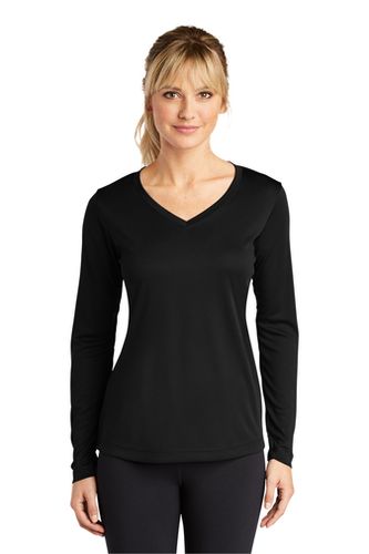 Sport-Tek Ladies Long Sleeve PosiCharge Competitor V-Neck Tee image thumbnail