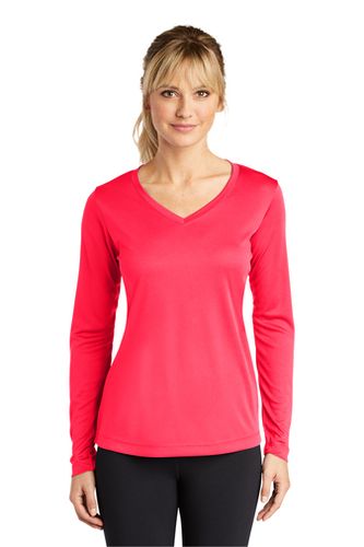 Sport-Tek Ladies Long Sleeve PosiCharge Competitor V-Neck Tee image thumbnail