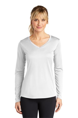 Sport-Tek Ladies Long Sleeve PosiCharge Competitor V-Neck Tee image thumbnail