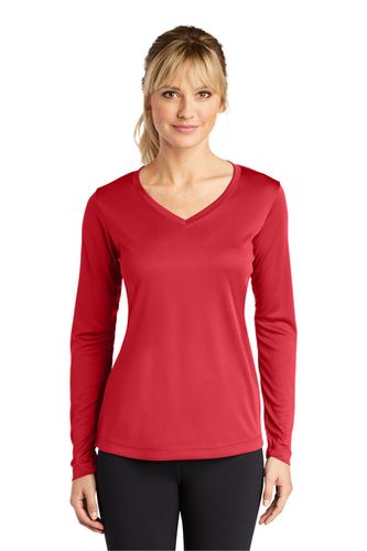 Sport-Tek Ladies Long Sleeve PosiCharge Competitor V-Neck Tee image thumbnail