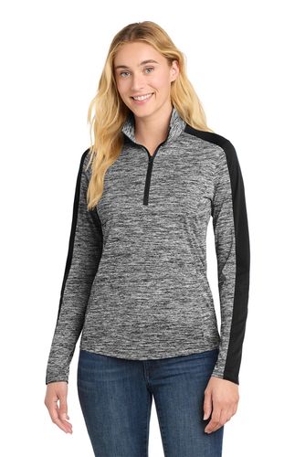 Sport-Tek Ladies PosiCharge Electric Heather Colorblock 1/4-Zip Pullover image thumbnail